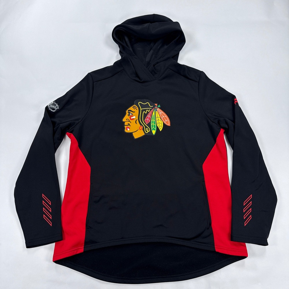 Fanatics Mens Hoodie Large Black Chicago Blackhawks NHL Authentic Pro Pullover